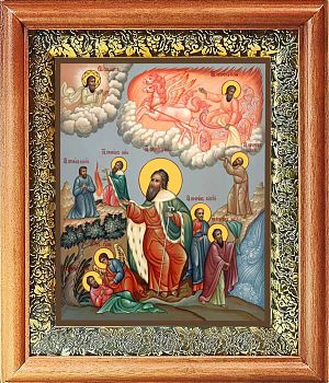 Икона Илии Пророка Фесвитянина в киоте | Размер 13х16 см | 40200-8 (09И20)