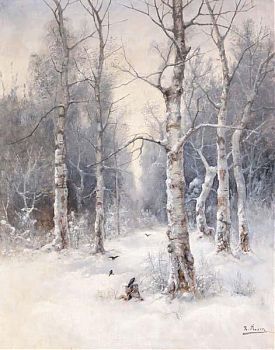 Карл (Константин) Иванович Розен - Зимний лес, пейзаж - 170058