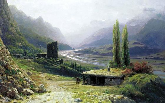 Лев Феликсович Лагорио - Кавказское ущелье, пейзаж - 170069