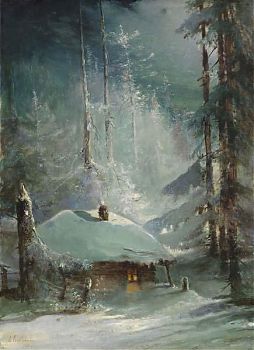 Алексей Кондратьевич Саврасов - Хижина в зимнем лесу, пейзаж - 170090