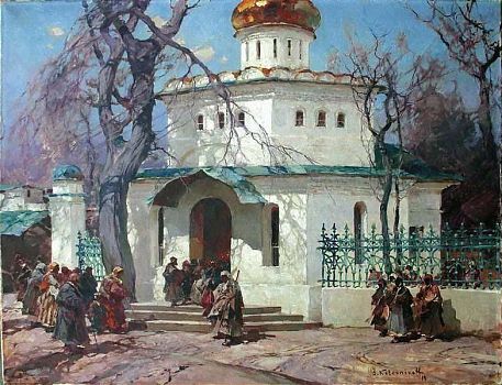 Степан Фёдорович Колесников - Вид церкви весной, пейзаж - 170131