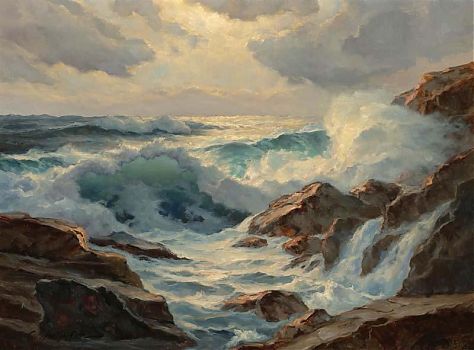 Константин Александрович Вещилов - Скалистый берег моря, пейзаж - 170160