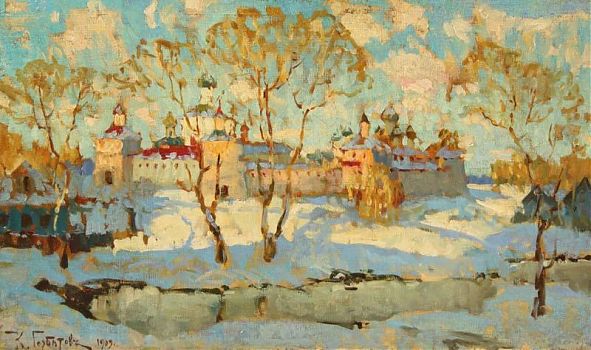 Константин Иванович Горбатов - Монастырь зимой, пейзаж - 170173
