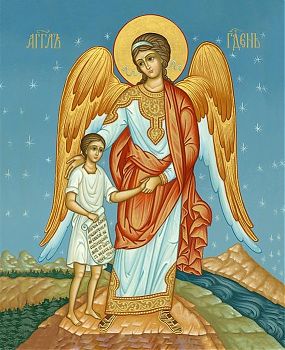 Святой Ангел Хранитель с душой, 04А11, иконы на холсте - новый каталог