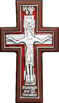 Крест "Годеновский" автомобильный подвесной, серебряный, эмаль, клен, 17145-1