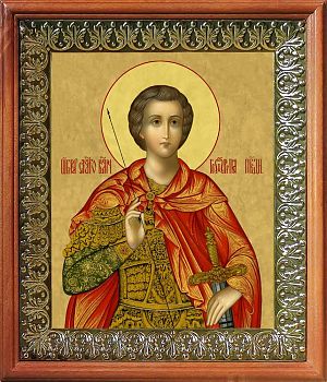 Икона Георгия Победоносца великомученика и воина в киоте | Размер 13х16 см | 42003-8 (09Г1)