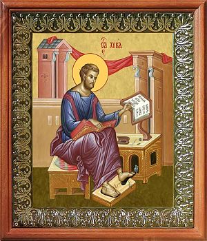 Икона Луки апостола и евангелиста в киоте | Размер 13х16 см | 42003-8 (09Л9)