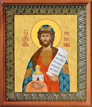 Купить иконы в киоте недорого | Рамка багет | Святой князь Ростислав | Размер 13х16 см | 42003-8 (09Р1)