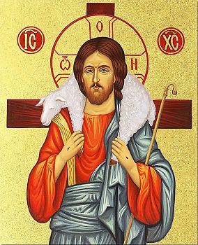 Икона Спасителя "Добрый Пастырь" с золочением поталью, 02002-УЛ