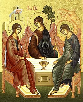 Икона "Троица Ветхозаветная" с золочением поталью, 02012-УЛ