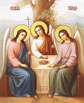 Икона "Святая Троица" с золочением поталью, 02Т2-УЛ