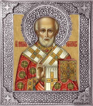 Николай, свт. Мирликийский, чудотв., в посеребренной ризе (окладе), Р-15