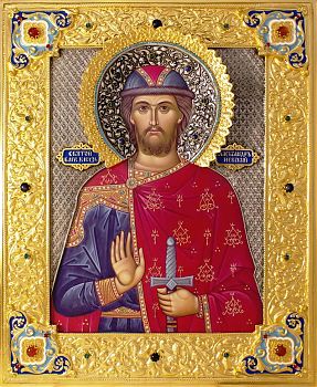 Александр Невский, св. блгв. кн., в посеребренной ризе (окладе), Р-243.7