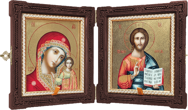 Венчальный складень - Спаситель, Казанская икона Божией Матери, 55201-СК