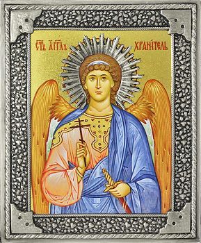Универсальная посеребренная риза (оклад) - Святой Ангел Хранитель, Р-58-УЛН (04А15)
