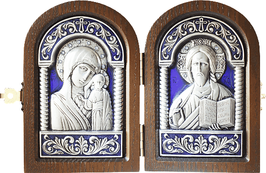 Венчальный складень - Спаситель, Казанская икона Божией Матери, А152-3
