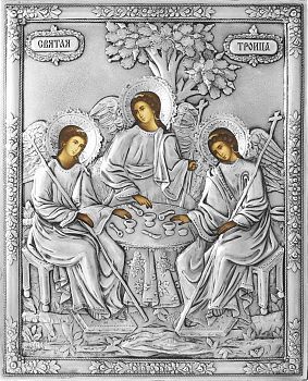 Икона "Святая Троица" в посеребренной ризе (окладе), Р-36