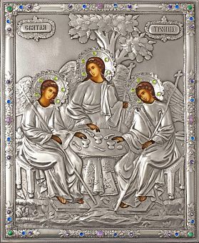 Иконы Святой Троицы в посеребренной ризе