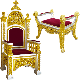 Белые троны и седалища с золочением