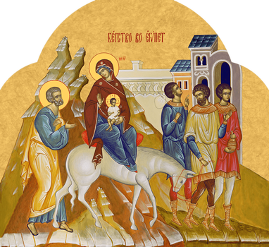 Бегство в Египет Девы Марии и Иосифа | Купить икону для праздничного ряда. Позиция 46