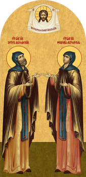 Петр и Феврония Муромские, святые преподобные князь и княгиня - храмовая икона для иконостаса. Позиция 281