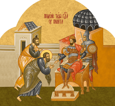 Прошение тела Господа Иисуса Христа у Пилата - храмовая икона для иконостаса