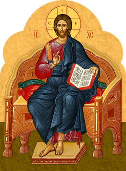 Спаситель на троне | Печать арочной иконы для деисисного чина иконостаса. Позиция 338