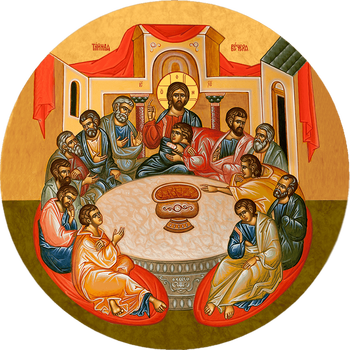 Евхаристия Тайная вечеря | Купить круглую икону для Царских врат иконостаса. Позиция 147
