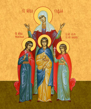 Вера, Надежда, Любовь и мать их София, свв. - храмовая икона для иконостаса. Позиция 98
