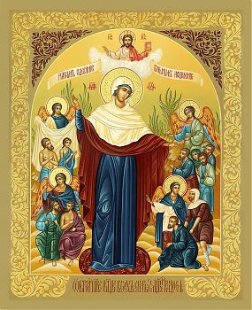 Икона Божией Матери "Всех Скорбящих Радость" с золочением поталью, 03008-УЛ