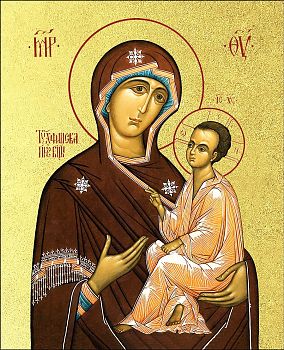 Икона Божией Матери "Тихвинская" с золочением поталью, 03075-УЛ