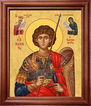 Икона Георгия Победоносца великомученика и воина в киоте | Размер 13х16 см | 42003-22 (09Г6)