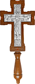 Православный Крест "Напрестольный", серебрение, полудрагоценные камни (гранат), ясень, 17137