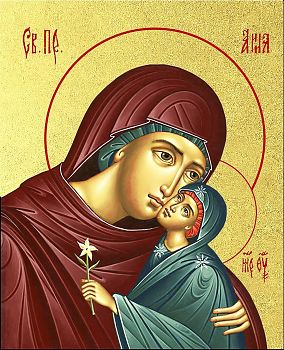 Икона "Святая праведная Анна с Пресвятой Богородицей" с золочением поталью, 10004-УЛ