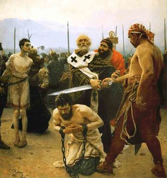 Святитель Николай спасает трех невинно осужденных на казнь. Репин И. Е., 14009