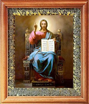 Икона Спасителя Господь на Троне в киоте | Размер 13х16 см | 40200-8 (02000)